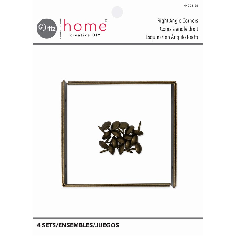 Dritz Home Campaign Smooth Right Angle, Large, 4 Sets, Antique