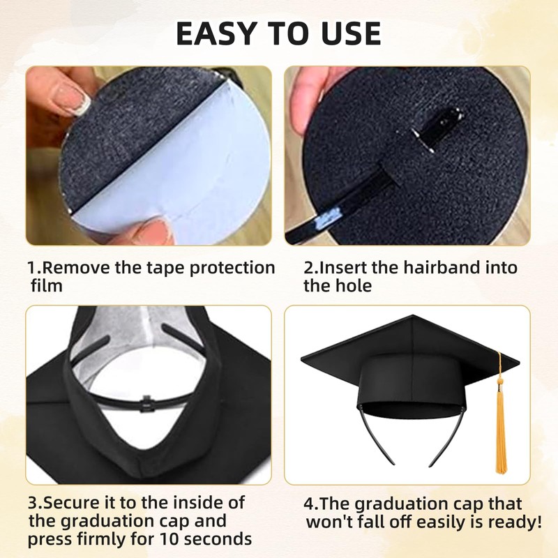 LQTSLFM Bachelor Hat Headband, Graduation Hat Headband Insert, Black, Graduation