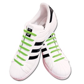 Rushh USA - No Tie Shoelaces, Elastic Silicone Bands, Shoelaces Adults for and Kids, No more tying shoe laces, Easy to Clean & Waterproof (Green Adults)