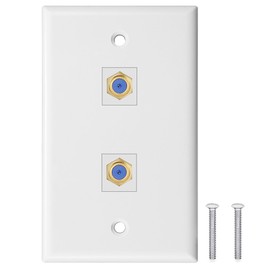 tunghey TV Cable Wall Plate Wall Plate 2 Port, F Connector Wall Plate Female-Female Compatible with F Devices (2F)