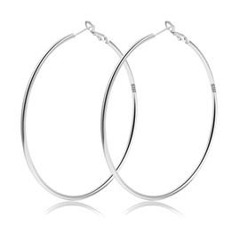 OOOPEL 2mm Sterling Silver Big Hoop Earrings For Women Sterling Silver Hoop Earrings Large Silver Hoop Earrings Womens Hypoallergenic Circle Endless Thin Hoop Oversize Silver Hoop Earrings For Women