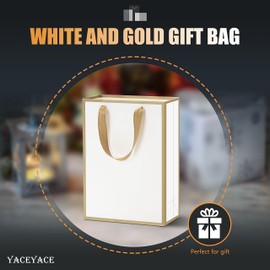 YACEYACE White Gift Bags - Medium Size, 20 Pcs, 8"x4"x10.5", Elegant Paper Bags for Boutique, Party, Wedding, Birthday, Retail