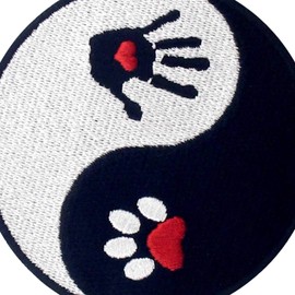 ZEGIN Dog And Human Ying Yang Patch Embroidered Applique Badge Iron On Sew On Emblem