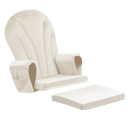 ANMINY 5pcs Glider Rocker Replacement Cushions Set - Thickened Velvet Glider Rocking Chair Cushions with 29 inch High Backrest & Side Pockets for Indoor Nursery, Washable & Non Slip, Beige