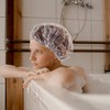 Gorro Ducha Desechable Plástico Mujer 100 Unidades Impermeable Spa Grande