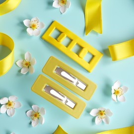 4Pcs Yellow Fashion Styling Hair Clips for Women and GirlsWoman Matte Candy Color Square Buckle Bangs Hairpin Hair Clip Barrette Hair Clips