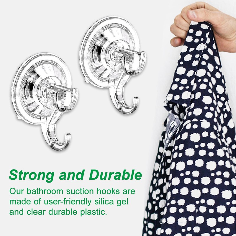 2pcs Suction Hooks,Heavy Duty Plastic Strong Vacuum Suction Cup,Clear Reusable