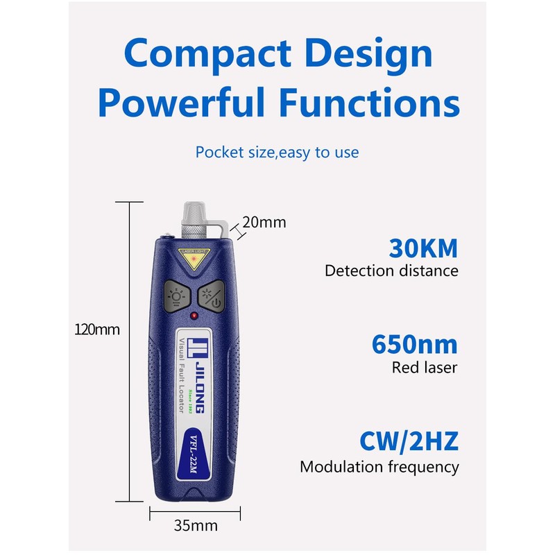 30 KM JILONG VFL-22M Mini Pocket Visual Fault Locator, Fiber