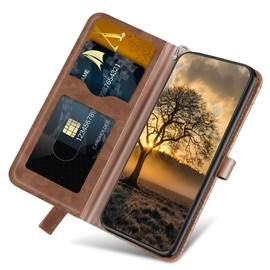 Aimigel Wallet Case for LG K61 with Card Holder/Slot,PU Leather Flip Folio Shell [Magnetic Closure][Wrist Strap][Kickstand] Shockproof Cover Fit LG K61(2020),BrownBrown