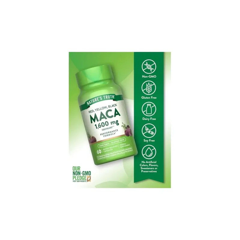 Maca peruana 60 cápsulas de 1600 mg, la dosis más