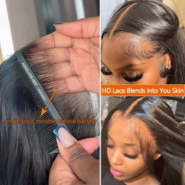 Lemoda Straight Lace Front Wigs Human Hair Outlet Deal Straight Wig 28 Inch True Length HD Lace Front Wigs Human Hair for Women Glueless Wigs 13x4 Frontal Wigs 200% density Black Wig