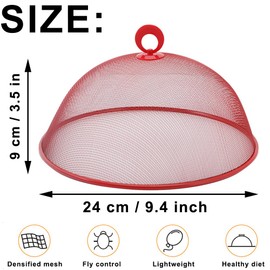 Hunphy 3 Pack Food Mesh Cover Fly Cover Fly Screen Cover Food Cover Outdoor Food Cover with Handle for Kitchen Picnic (Red)