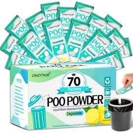 CRAZYTHUR Portable Toilet Gel, 70 Packets Camp Toilet Poo Gel, Lemon Scent, Eco for Outdoor Hiking and Camping