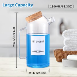 Liquid Laundry Detergent Dispenser(60oz) with Lables,Glass Laundry Detergent Dispenser,Laundry Detergent Container Laundry Liquid Dispenser