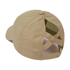 HGGE Womens Criss Cross Ponytail Baseball Cap Adjustable High Messy Bun Ponycap Trucker Hats Quick Drying Mesh Dad Hat for Outdoor Sports Travel Camel