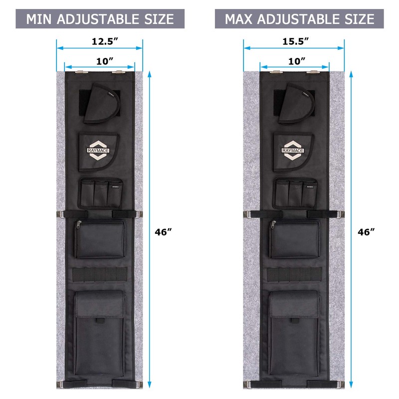 RAYMACE Gun Safe Door Panel Organizer 10W*46H inch，Adjustable Width to