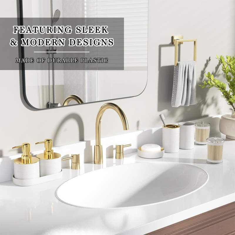 InnJoey Bathroom Set, 10PC Bathroom Accessory Set, White Bathroom Accessories,