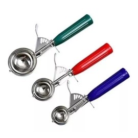 Vencort Juego 3 Cucharas Resortes Scoop P/ Helado Profesional Acero