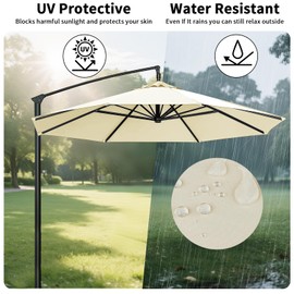 LUSCHEER Replacement Parasol Canopy Waterproof, Parasol Replacement Canopy Cover Patio Umbrella Cloth for 2.5m 6 Ribs Large Patio Umbrella Weatherproof UV-Anti, Beige