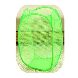 Small Rectangle Mesh Storage Basket Folding Nursery Hampers for Baby Clothes Closet Organizer Kids Room Waste Bins,Green