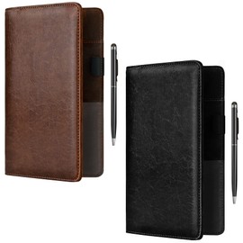 BVYA 2 Pcs Server Books for Waitress, 5x9 Inch Server Book with Zipper Pocket, Unique Printed Leather Server Wallet Organizer Fit Waitress Apron, Each Server Book Organizer with A Pen (2 PCS #E)