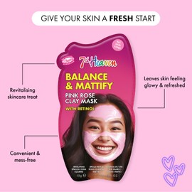 7th Heaven 7th Heaven Pink Rose Clay Face Mask with Retinol - Balance and Mattify - All Skin Types
