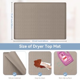 2 PCS Washer and Dryer Covers for the Top, 23.6'' x 19.7'' Silicone Rubber Mat for Laudry Machine & Dryer,Non-slip Heavy Duty Waterproof Washable Top Protector Mat Pad for Laundry & Kitchen,Apricot