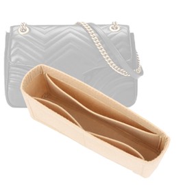 D.DUO Purse Organizer Insert, Felt Bag with Pockets, Mini Handbag Shaper Insert for GG Marmont Matelasse, Turn Your Bag Into a Shoulder Bag (Cream, Medium)