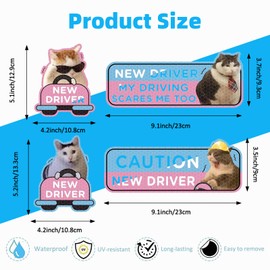 BIVYAX Set of 4 Learner Drivers Stickers, Magnetic Sign for Car with Funny Saying, Beginner Sign for Car, Weatherproof and Removable, Ideal Gift for Young Drivers to Passed Exam