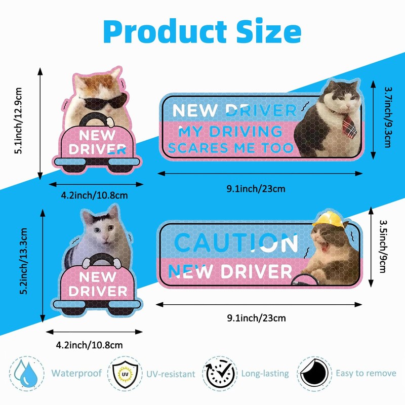 BIVYAX Set of 4 Learner Drivers Stickers, Magnetic Sign for