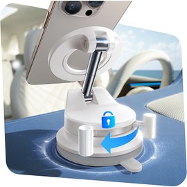 LISEN Car Smartphone Holder, Magsafe, Vacuum Suction Cup + Nail Protection, Nanogel Adsorption + W Fixed Structure, Bath, Smartphone, Mobile Holder, Car, Stability, Magnet