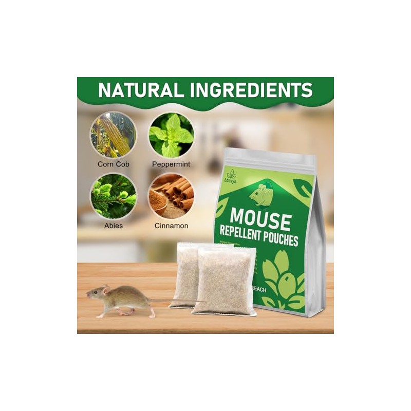 Mouse Repellent Pouches,30 Pack Peppermint Oil Rodent Repellent for Car
