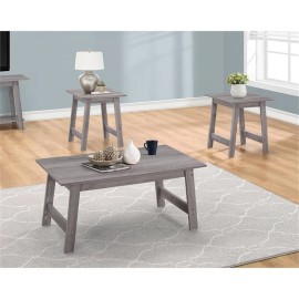 Monarch Table Set 3pcs Set Coffee End Side Accent Living Room Laminate Grey