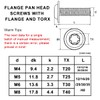 Drenky Flat Head Screws with Flange Pack of 20 Torx