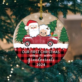 Grandparents Gifts for Grandparents, New Grandparents Gifts First Time Ornament 2024, First Time Grandparents Gifts, 1st Time Grandma Cute Ceramic Hanging Ornaments