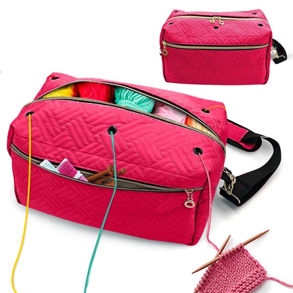 SUPGOMAX Yarn Organiser Bag Portable Handmade Bag, Yarn Storage Bag for Knitting Wool and Crochet Accessories, Knitting Storage Yarn Bag Not Including Accessories