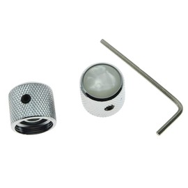KAISH 2pcs Chrome with White Pearl Cap Guitar Dome Knobs for Tele Telecaster Set Screw Guitar Bass Knob