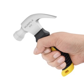 Gunpla 8oz Stubby Claw Hammer and Nails Puller, Carbon Steel Curved Framing Hammer Light Weight Tool for Construction Demolition Prying Splitting Tearing Wood with Comfort Non Slip Rubber Handle