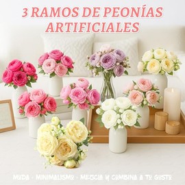 9 Flores Rosas Artificiales Decoracion, Flores Artificiales de Rosas,Ramos de Peonías,Decoración para San Valentín, Adecuado para La Decoración De Bodas, Hogar,Regalo Ideal para Esposa (Amarillo)