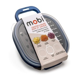Mobi Storage grater with 2 grating surfaces and cover for storing leftovers, Blue