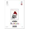 doodlecards Grandson and Girlfriend Christmas Card Grey Cat with Santa