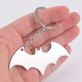 Bat Keychain, Stainless Steel Animal Pop Keychain, Tag for Your Car, Key Holder for Men and Women, Jewelry, Housewarming Gift, Silver, Standard, silver