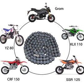 YOXUFA 420 Drive Chain 120 Links Heavy Duty for 50cc 70cc 90cc 110cc 125cc CRF150 Grom YZ80 SSR KLX NST SDG TaoTao Coolster Apollo Kazuma Baja Lifan 4 Wheeler ATV Quad Go Kart Dirt Pit Mini Bike Parts