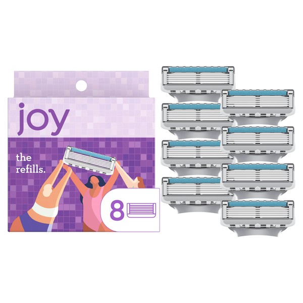 JOY joy Womens Razor Blade Refills, 8 Count, Purple, Lubrastrip