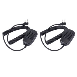 2-Pack Walkie Talkie Speaker Mic, 2 Pin K Type Handheld Two Way Radios Shoulder Lapel Mic Microphone with Rainforced Cable