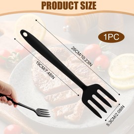 High Quality Silica Gel Cooking Fork - Kitchen Fork with Ergonomic Handle, Suitable for Coated Pots and Pans, Heat Resistant and Dishwasher Safe (Black)