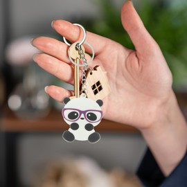 Toyvian Panda Keychain Cute Animals Car Keychain Handbag Decoration Pendant for Kids Girls Women Gift Party Favors 6 Pieces