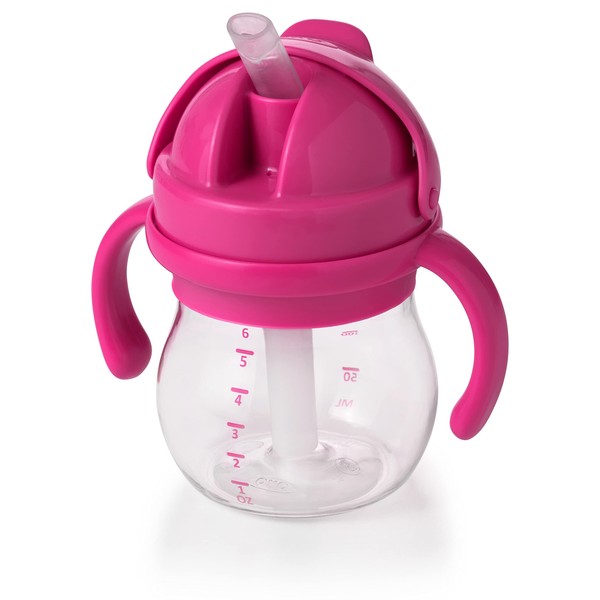 OXO Tot Straw Cup with Grow Handle safety pink