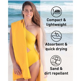 Fit-Flip Microfibre towel - compact, ultra lightweight & quick dry - perfect for gym, travel & beach - swimming towels for sports, camping & hiking (60x120cm yellow + bag)