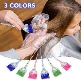 ASTER 6 Pieces Hair Dye Brush Set, Hair Colour Brush, Tint Brushes Tint Applicator with Colorful Soft Bristles and Glitter Handle for DIY Hair Coloring Salon Hair Dyeing, 3 Colors